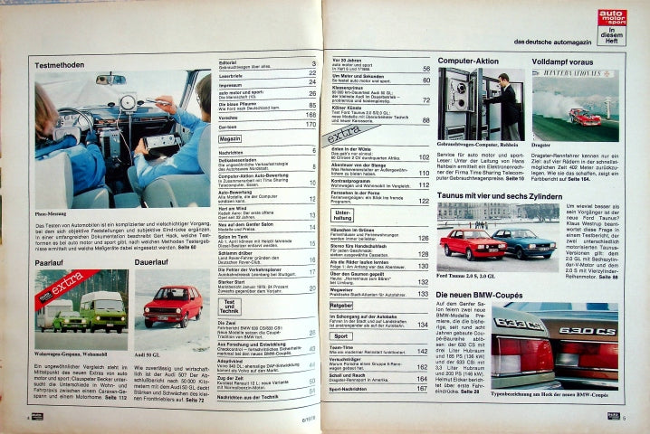 Inhaltsverzeichnis Auto Motor und Sport 06/1976