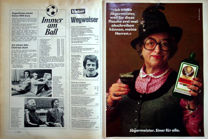 Inhaltsverzeichnis Kicker 06/1976
