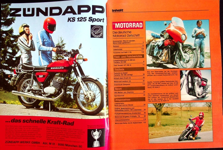Inhaltsverzeichnis Motorrad 06/1976