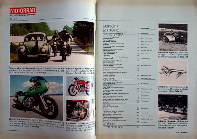Inhaltsverzeichnis Motorrad 06/1977