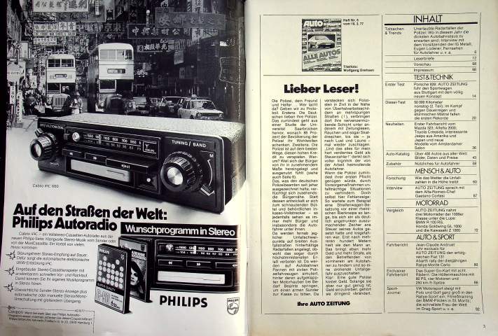 Inhaltsverzeichnis Autozeitung 06/1977