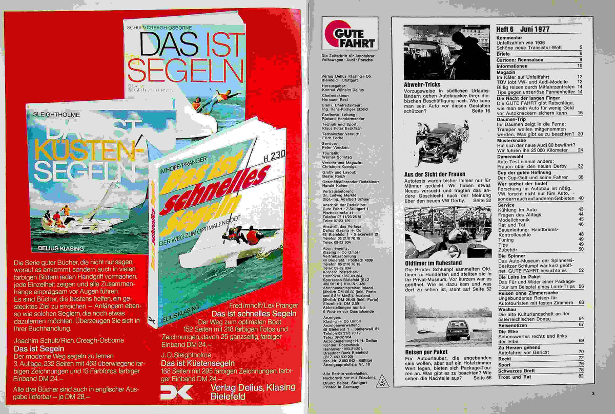 Inhaltsverzeichnis Gute Fahrt 06/1977