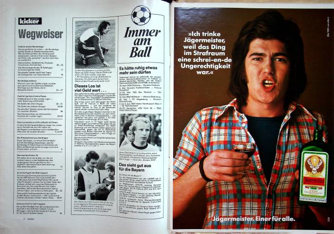 Inhaltsverzeichnis Kicker 06/1977