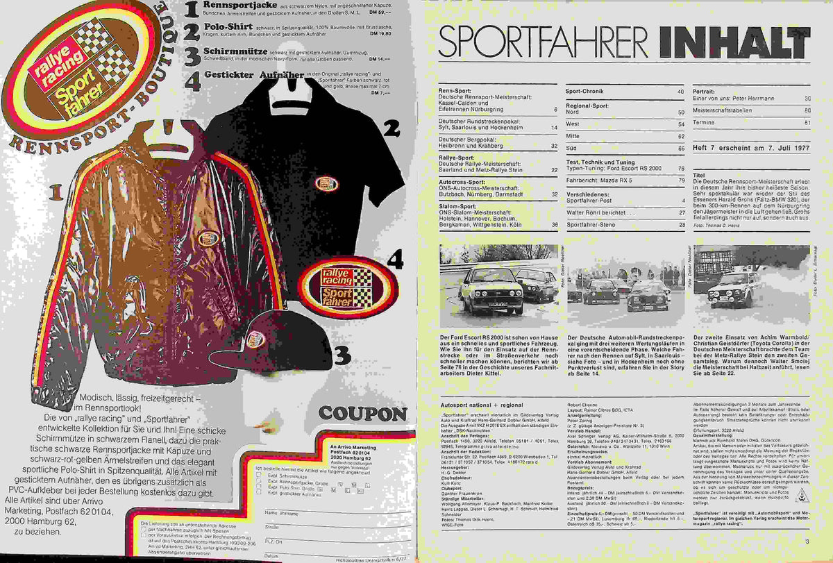 Inhaltsverzeichnis Sport Fahrer 06/1977