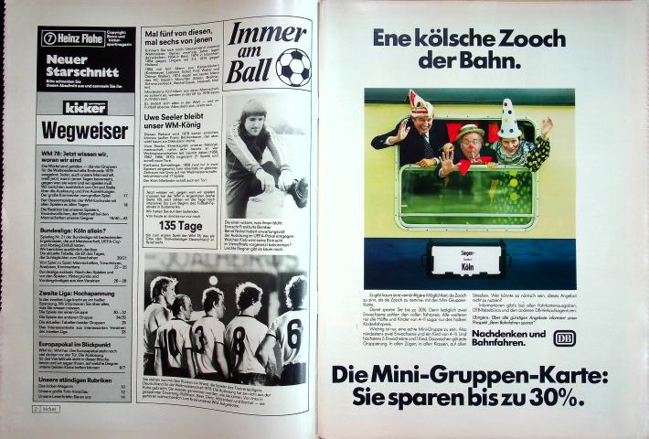 Inhaltsverzeichnis Kicker 06/1978