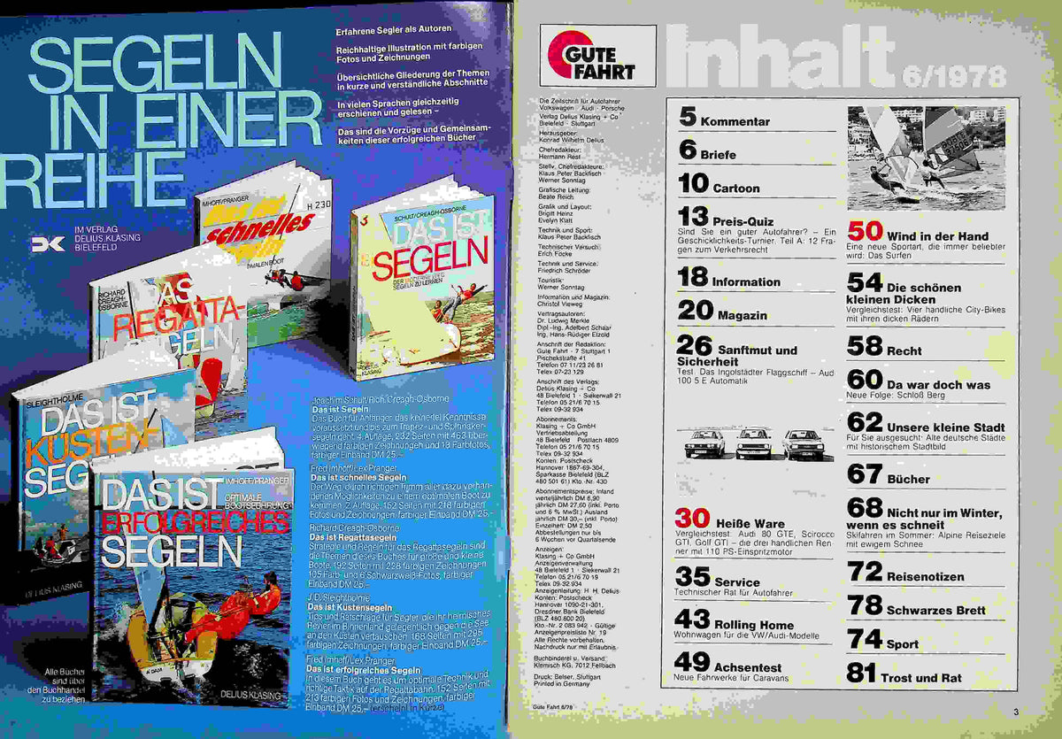 Inhaltsverzeichnis Gute Fahrt 06/1978