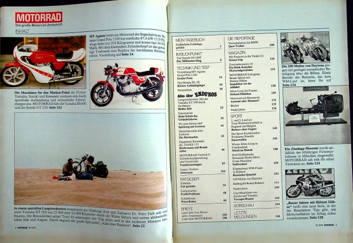 Inhaltsverzeichnis Motorrad 06/1978