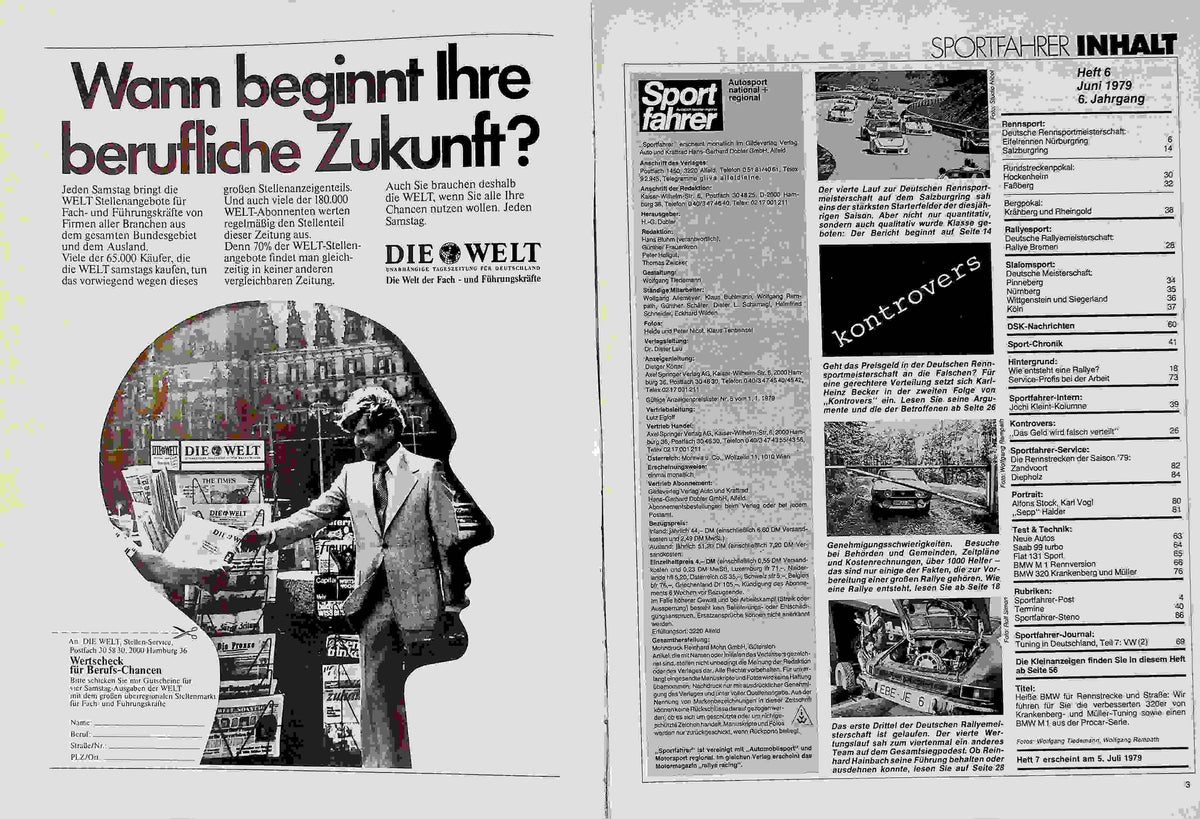 Inhaltsverzeichnis Sport Fahrer 06/1979