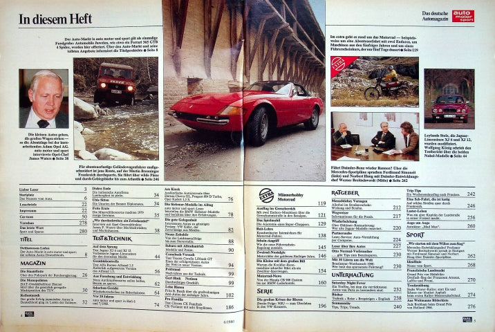 Inhaltsverzeichnis Auto Motor und Sport 06/1980