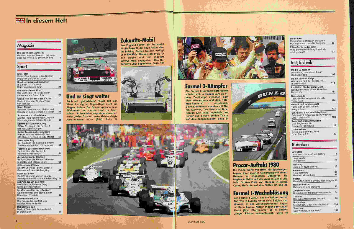 Inhaltsverzeichnis Sport Auto 06/1980