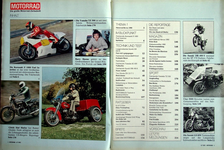 Inhaltsverzeichnis Motorrad 06/1980