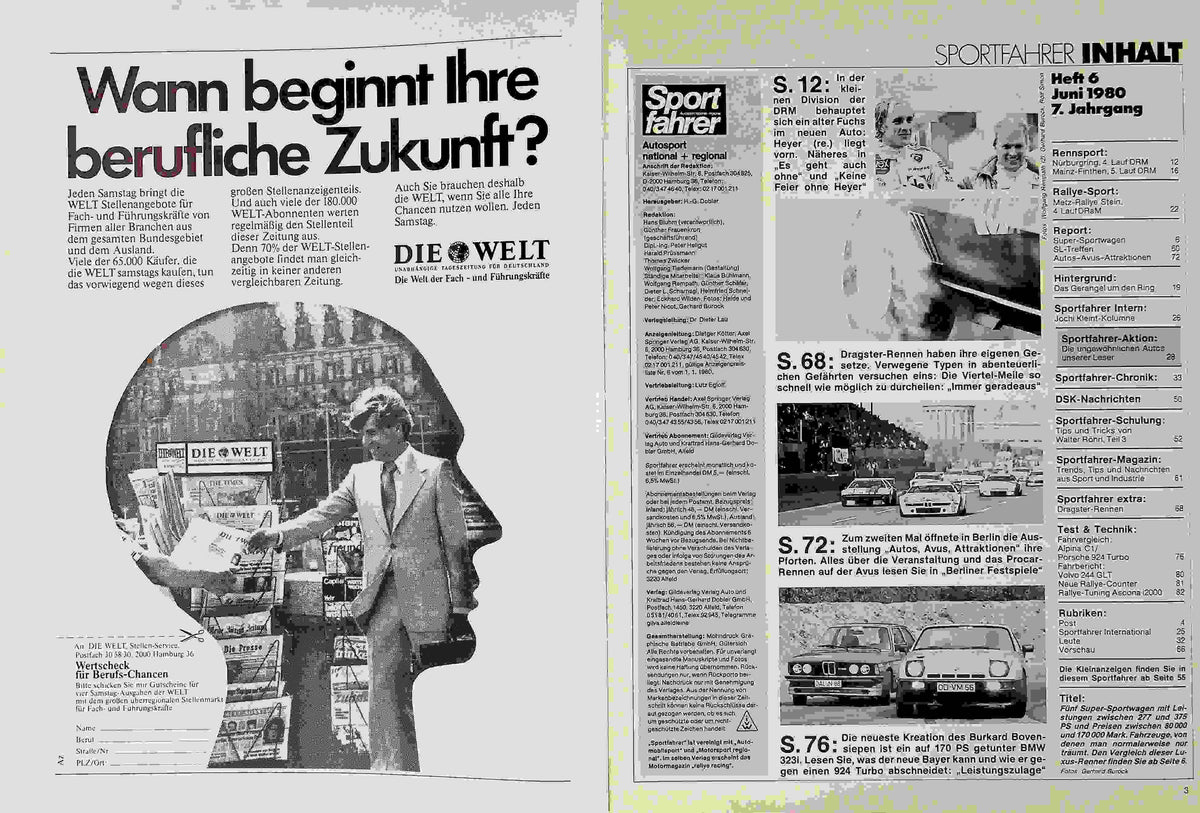 Inhaltsverzeichnis Sport Fahrer 06/1980