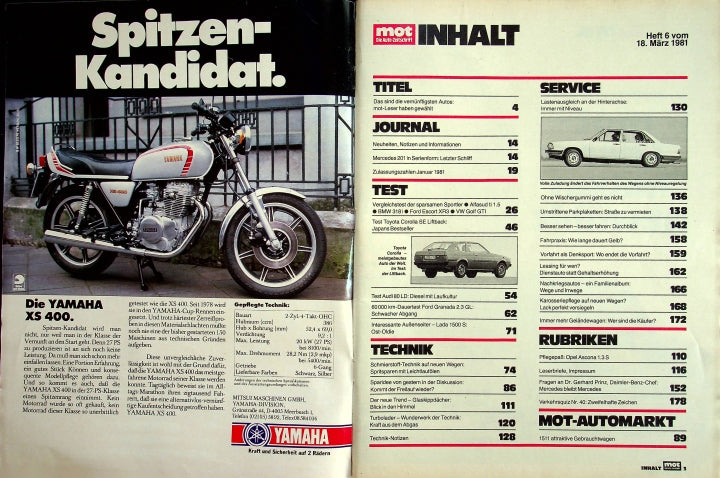 Inhaltsverzeichnis MOT 06/1981