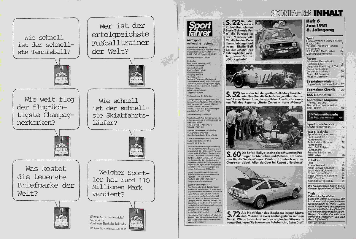 Inhaltsverzeichnis Sport Fahrer 06/1981
