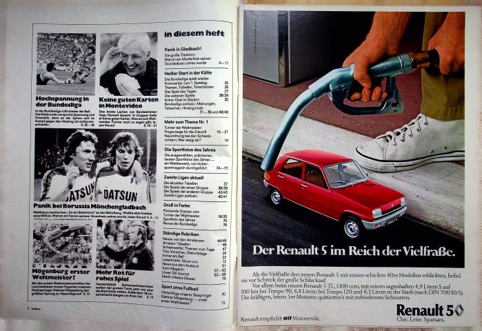 Inhaltsverzeichnis Kicker 06/1981