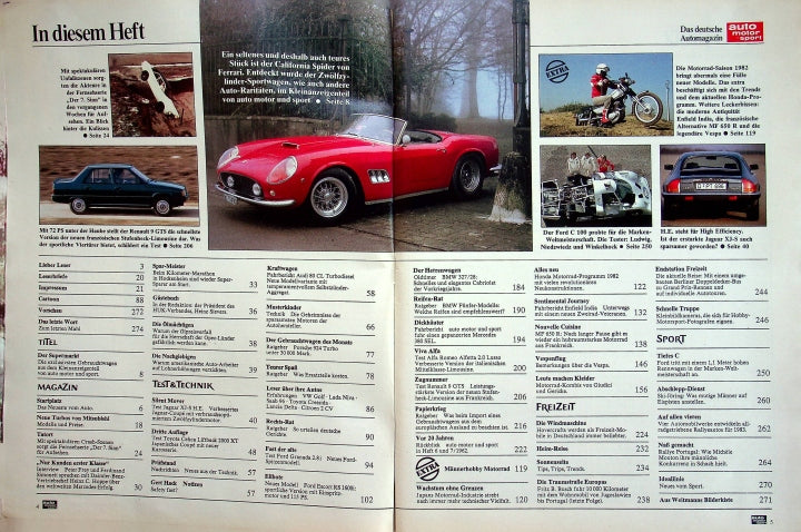 Inhaltsverzeichnis Auto Motor und Sport 06/1982
