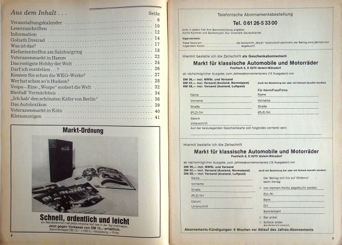 Inhaltsverzeichnis Oldtimer Markt 06/1982