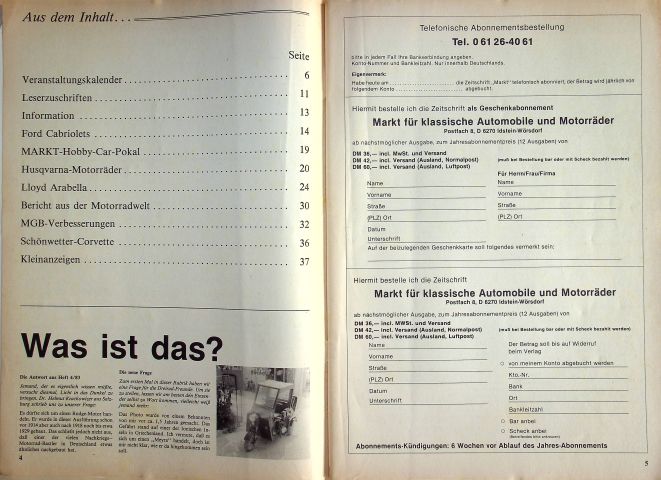 Inhaltsverzeichnis Oldtimer Markt 06/1983