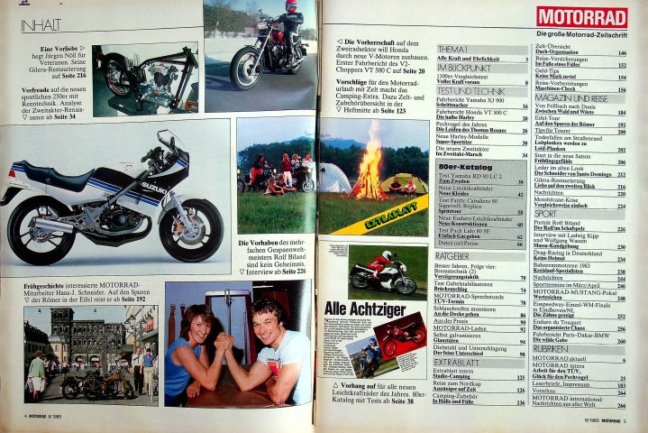 Inhaltsverzeichnis Motorrad 06/1983
