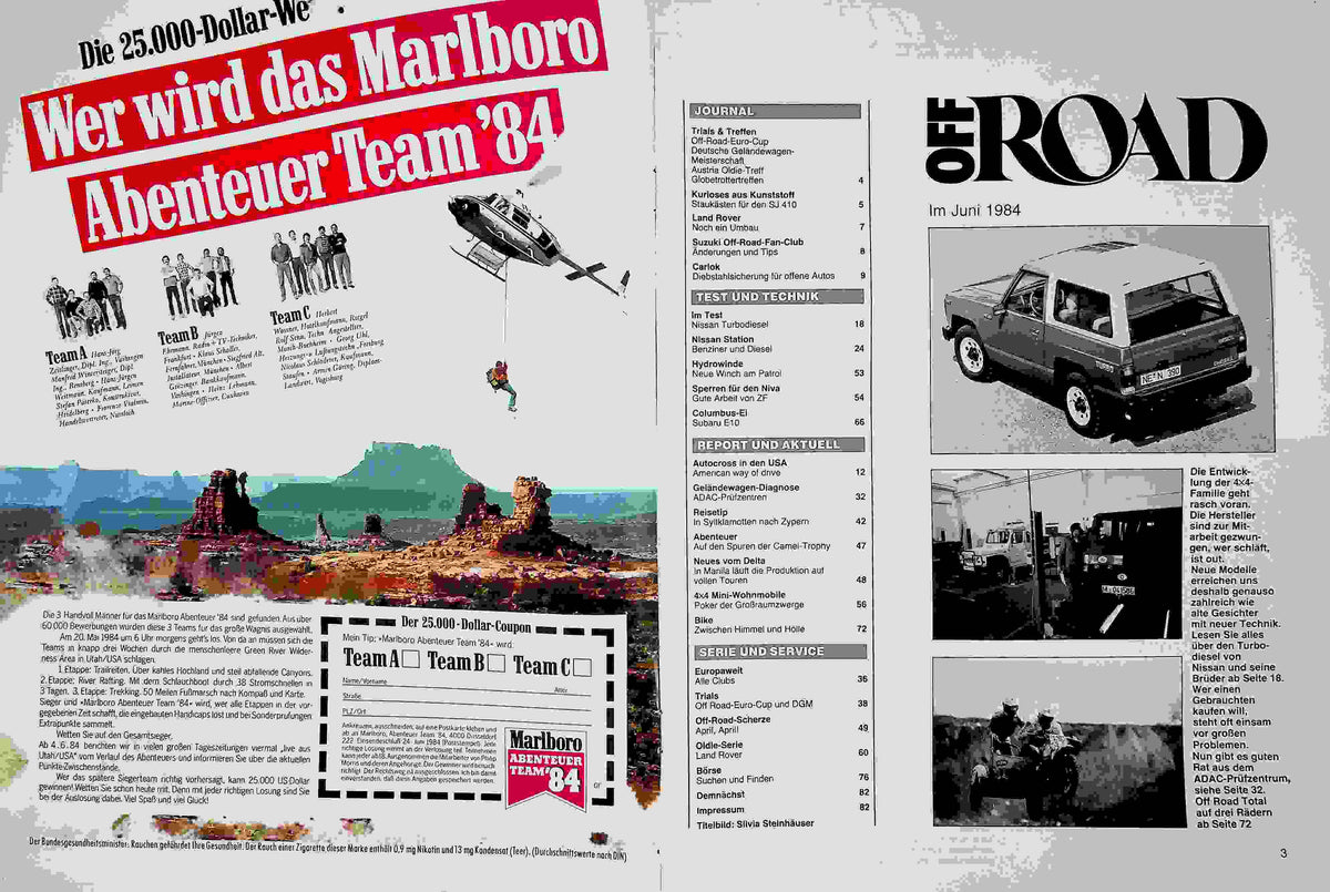 Inhaltsverzeichnis Offroad 06/1984