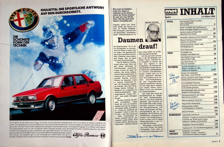 Inhaltsverzeichnis MOT 06/1984
