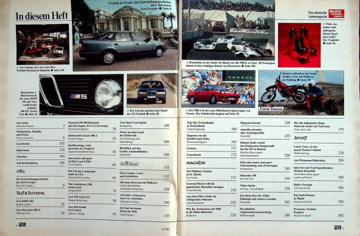 Inhaltsverzeichnis Auto Motor und Sport 06/1985