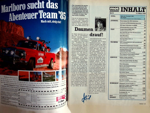 Inhaltsverzeichnis MOT 06/1985