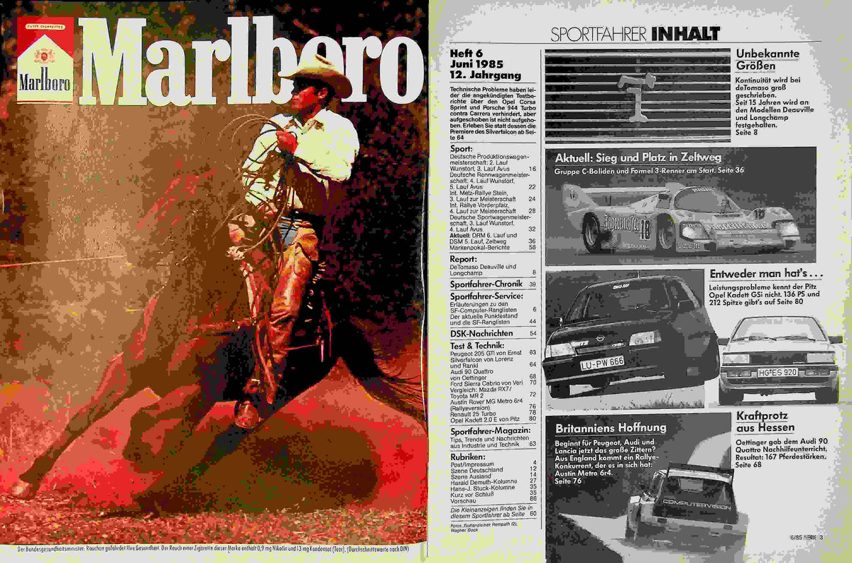 Inhaltsverzeichnis Sport Fahrer 06/1985