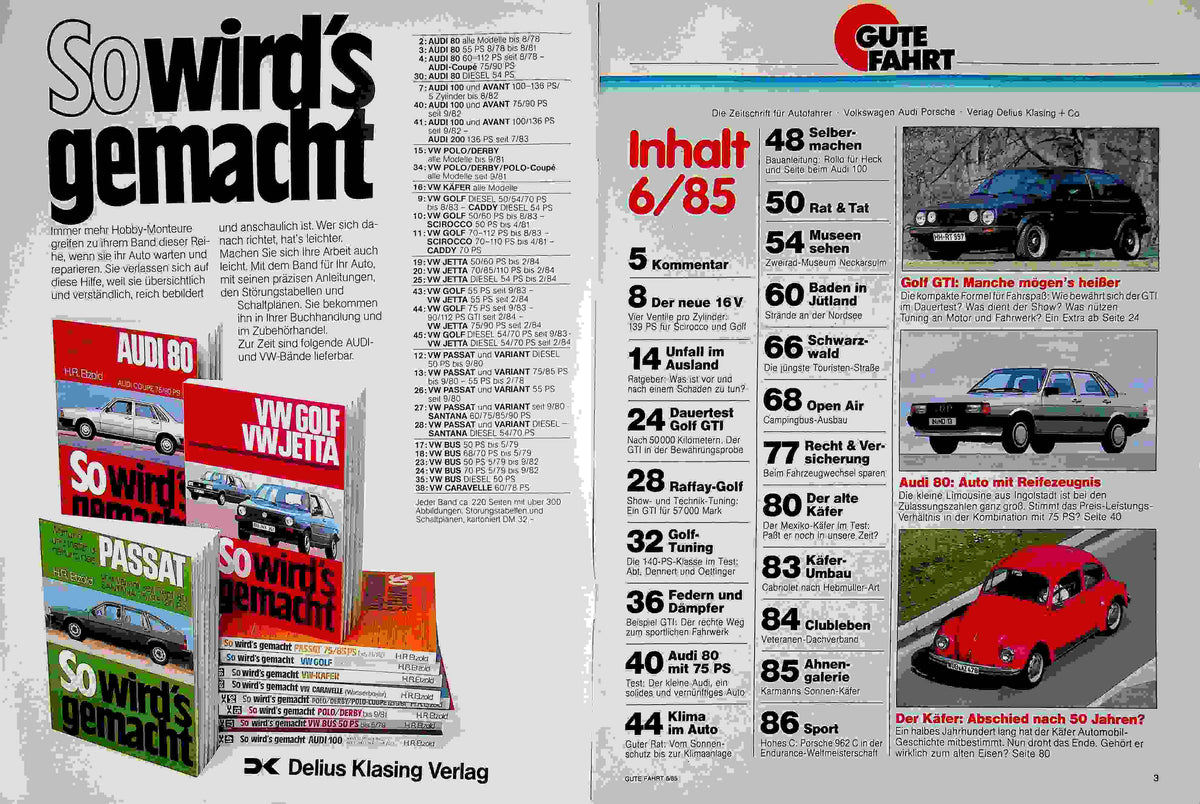Inhaltsverzeichnis Gute Fahrt 06/1985