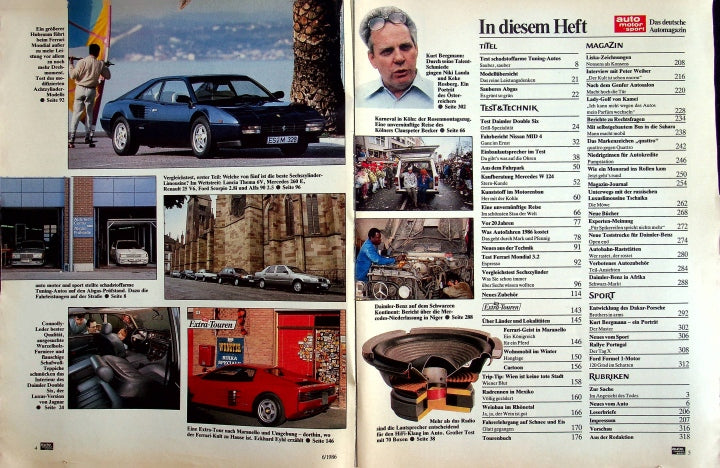 Inhaltsverzeichnis Auto Motor und Sport 06/1986