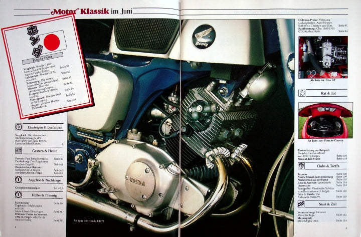 Inhaltsverzeichnis Motor Klassik 06/1986