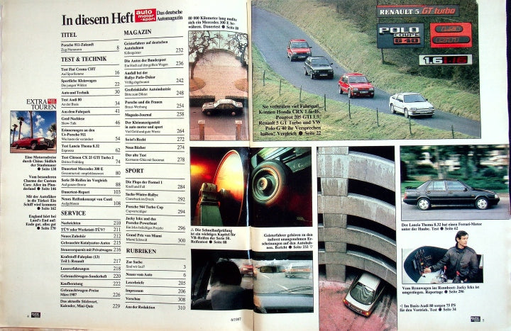 Inhaltsverzeichnis Auto Motor und Sport 06/1987