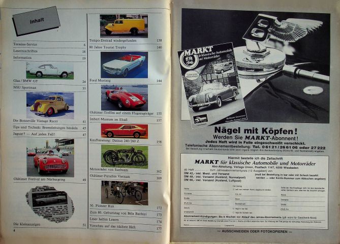 Inhaltsverzeichnis Oldtimer Markt 06/1987