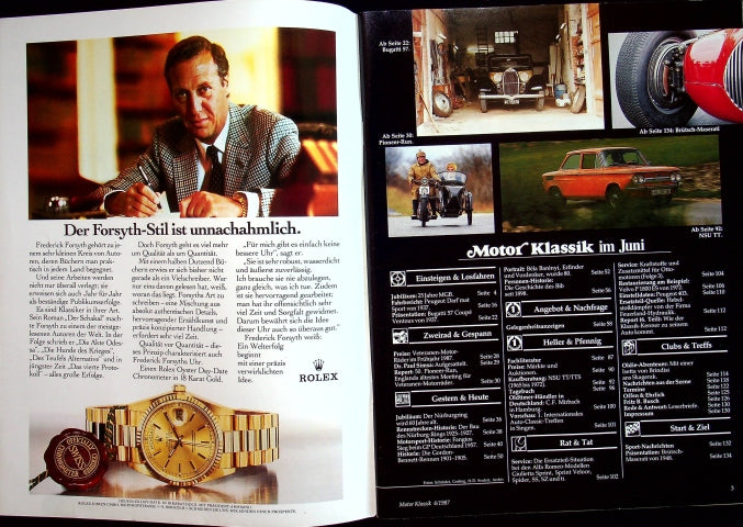 Inhaltsverzeichnis Motor Klassik 06/1987