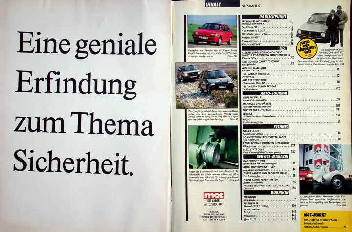 Inhaltsverzeichnis MOT 06/1987