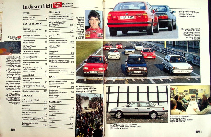 Inhaltsverzeichnis Auto Motor und Sport 06/1988