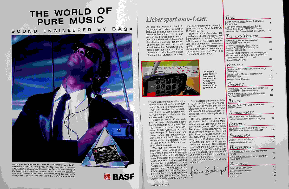 Inhaltsverzeichnis Sport Auto 06/1988