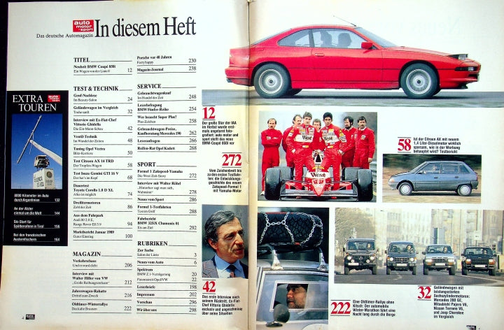 Inhaltsverzeichnis Auto Motor und Sport 06/1989