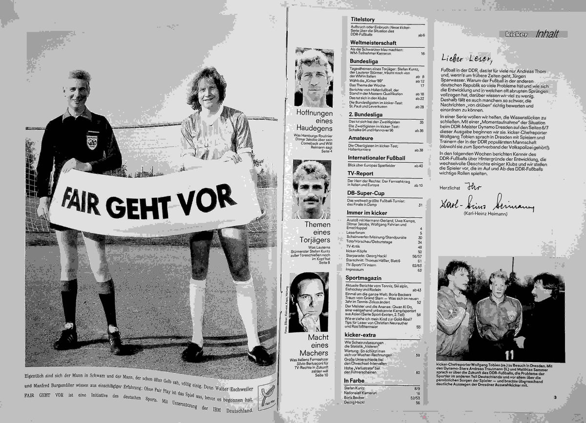 Inhaltsverzeichnis Kicker 06/1990