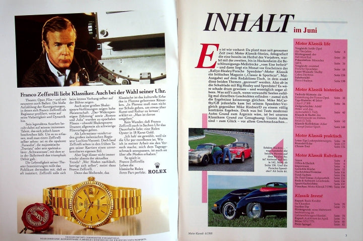 Inhaltsverzeichnis Motor Klassik 06/1990