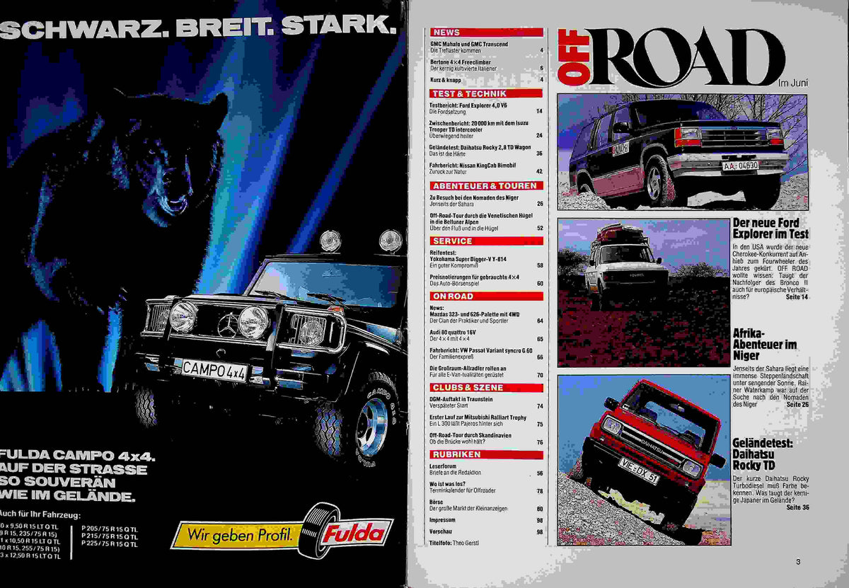 Inhaltsverzeichnis Offroad 06/1990