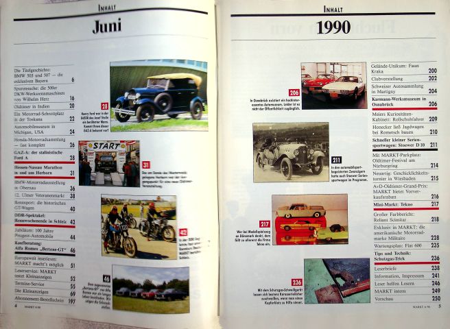 Inhaltsverzeichnis Oldtimer Markt 06/1990