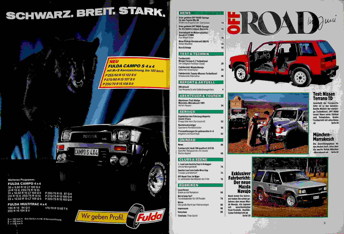 Inhaltsverzeichnis Offroad 06/1991