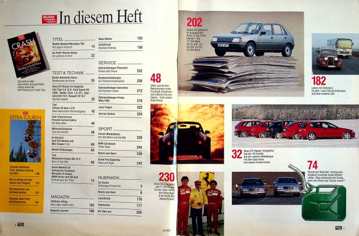 Inhaltsverzeichnis Auto Motor und Sport 06/1992