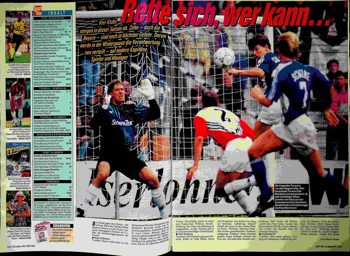 Inhaltsverzeichnis Sport Bild 06/1992