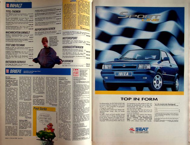 Inhaltsverzeichnis Auto Bild 06/1992