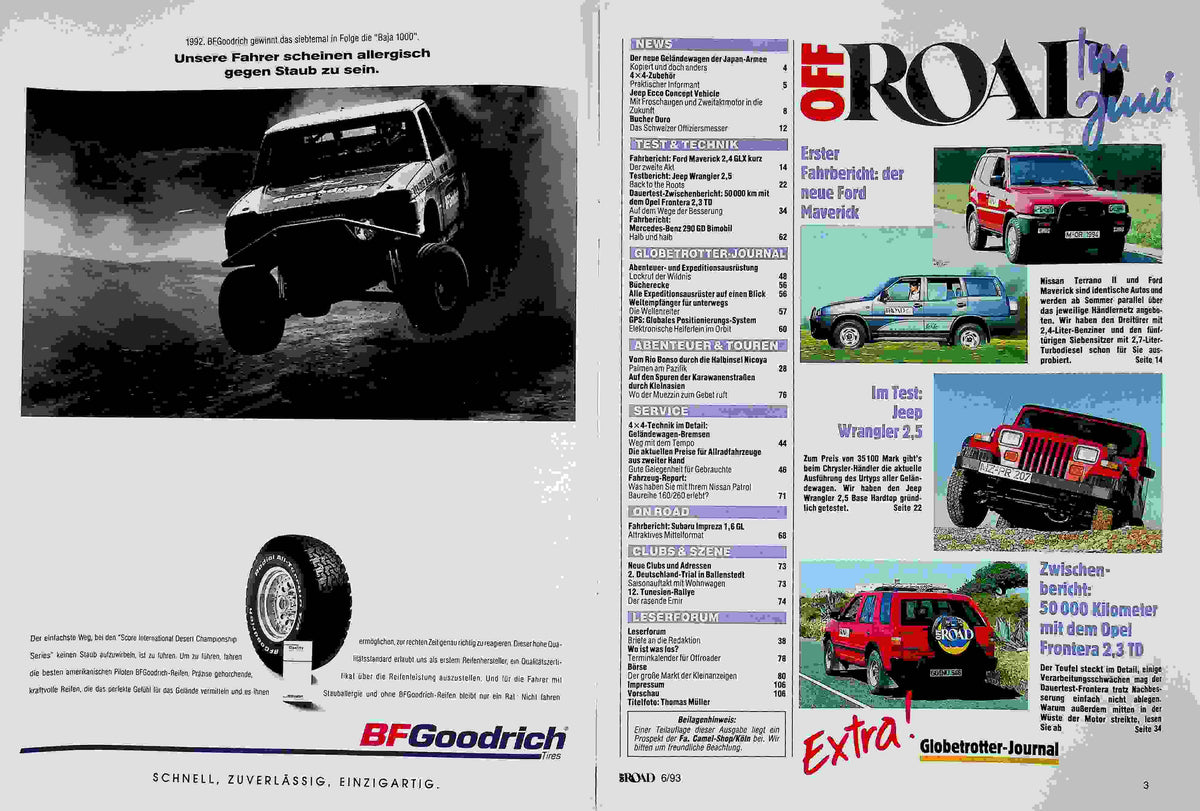 Inhaltsverzeichnis Offroad 06/1993
