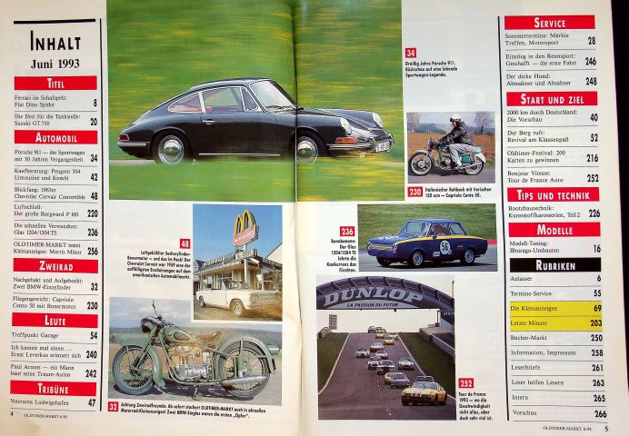 Inhaltsverzeichnis Oldtimer Markt 06/1993