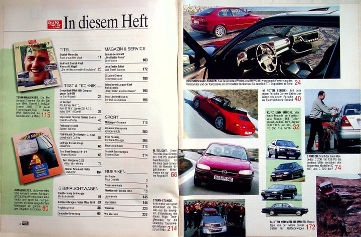 Inhaltsverzeichnis Auto Motor und Sport 06/1994