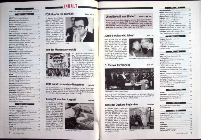 Inhaltsverzeichnis Spiegel 06/1994
